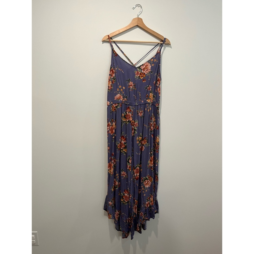 American Eagle Purple Floral Strappy Back Jumpsuit (NWT - minor damage)